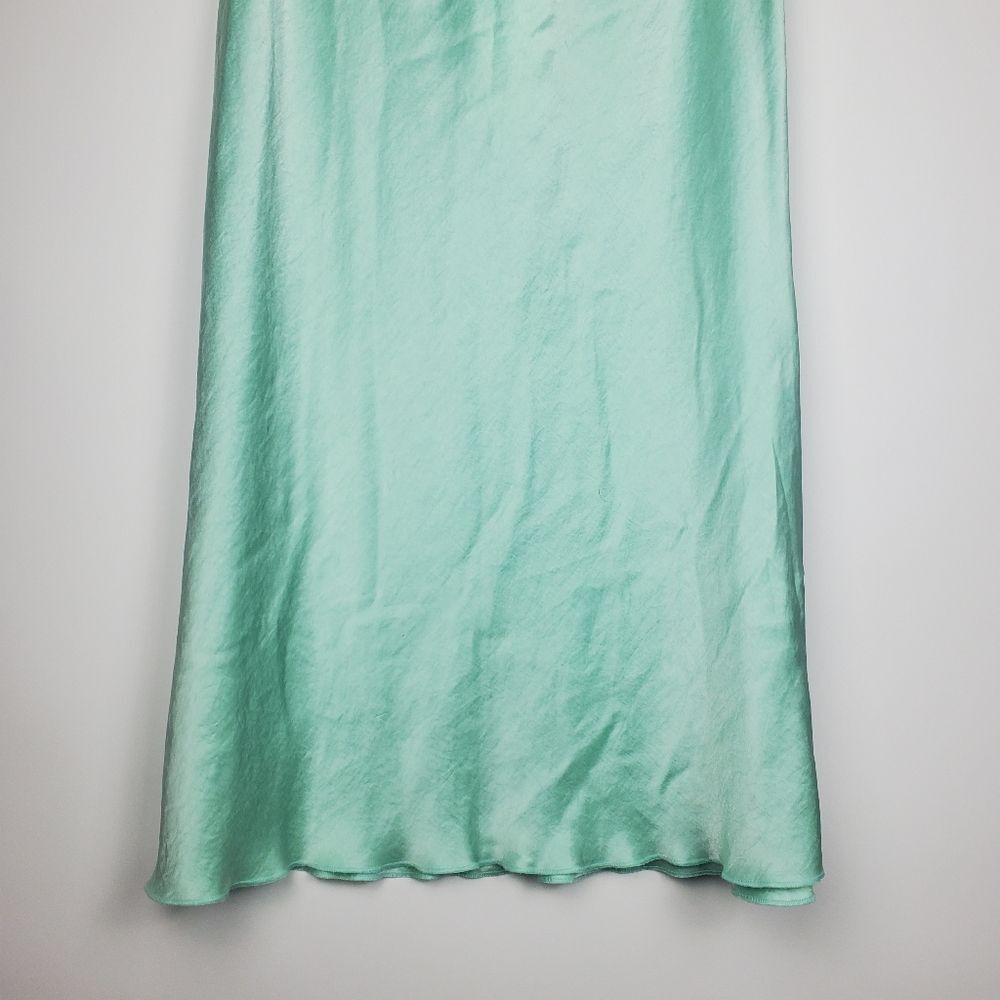 NANUSHKA Zarina Mint Washed Satin High Waist Circle Slip On Skirt Stretchy Waist - Picture 4 of 8
